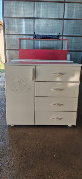 Bambino komoda, ormarić beli, sa 4 fioke