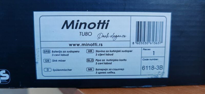 NOVA baterija za sudoperu MINOTTI TUBO DARK ELEGANCE
