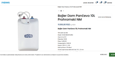 NOV Bojler Dom 10L Prohromski